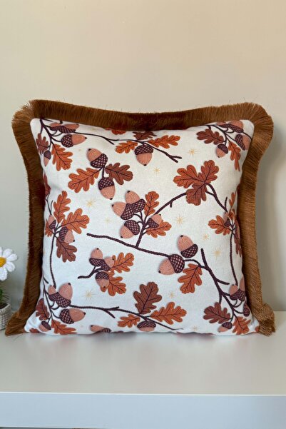 decofav Есенна калъфка за възглавница с мотив на дъбови жълъди и 3D ефект на ...