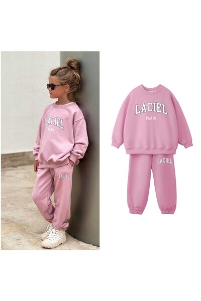 2kids2mom طقم رياضي للفتيات من لاكييل باريس باللون الوردي مكون من 3 خيوط من ا...