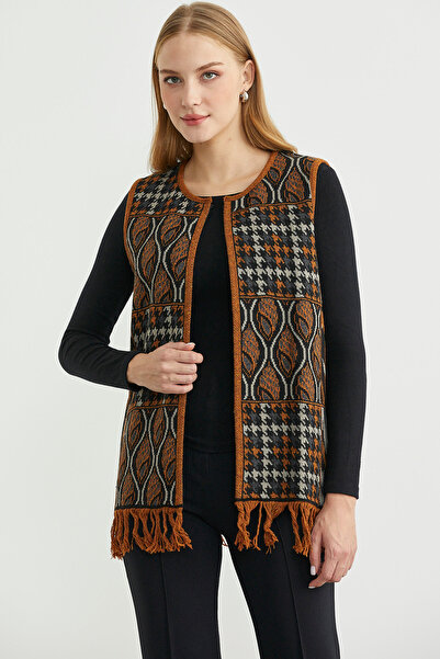 Sementa Patterned Bohemian Wool Knit Vest - Black