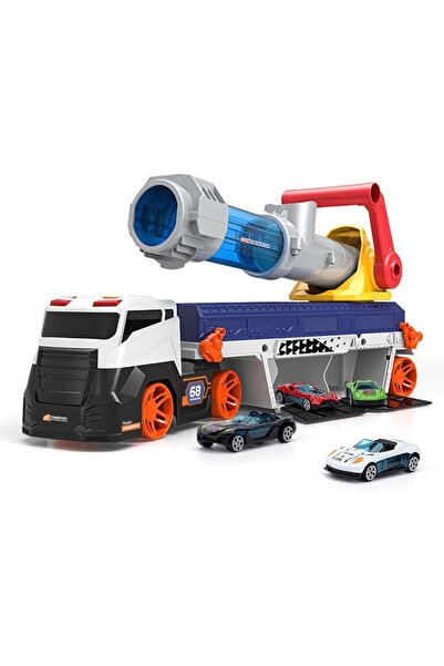 Joynix Toy Truck for Kids, 10 Metal Cars, 6 Soft Balls, Propulsion Cannon,