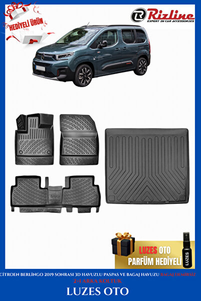 Rizline Citroen Berlingo 3D Havuzlu Paspas 2+1 ARKA KOLTUK ve Bagaj Havuzu BA...