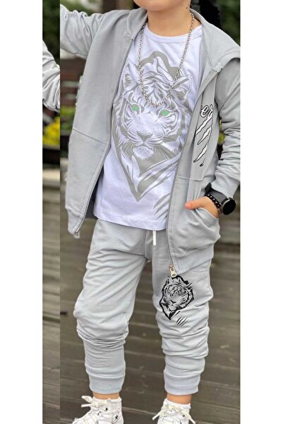 zavera for kids Boy's Lion Printed 3-Piece Tracksuit Set 2 Thread Full Lycra