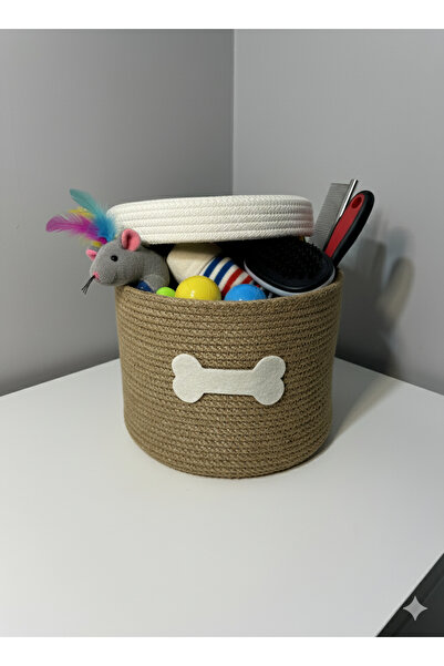 Supplo home Kedi Köpek Organizer Sepet | Kedi Köpek Oyuncak & Aksesuar Saklama Kutusu Hasır Sepet