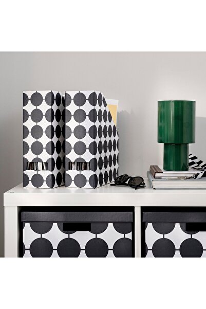 IKEA TJENA Magazine File, White Black/Dotted