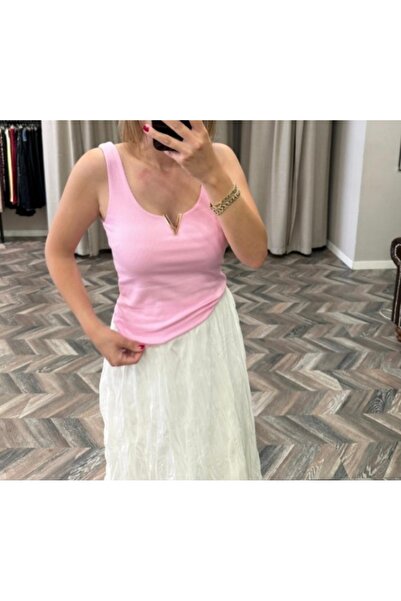 KAROL Gold Metal V yaka fitilli kalın askılı badi