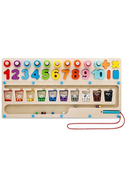 Joynix Joc educativ din lemn, Labirint Montessori cu numere, pix magnetic și ...