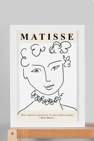 Saturn Henri Matisse Curly Haired Woman Framed Painting - Eclectic Style Wall Decor