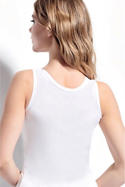 Kolcu 6 Pieces, Lycra & Cotton Thick Straps, Women's Tank Top 92% Cotton, 8% Lycra, Skin Tone