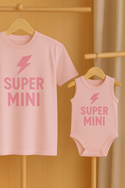 SVART WEAR Anne Bebek Çocuk Kombin Pamuklu Oversize Tshirt Tişört+Pamuklu Çıt...