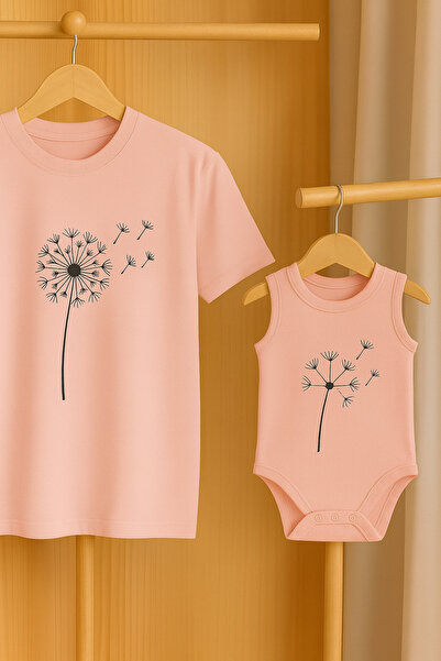 SVART WEAR Anne Bebek Çocuk Kombin Pamuklu Oversize Tshirt Tişört+Pamuklu Çıt...