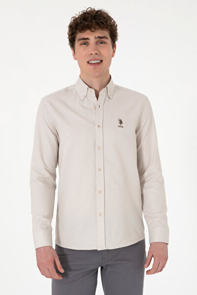 U.S. Polo Assn. Camasa Barbat Bej Cu Logo