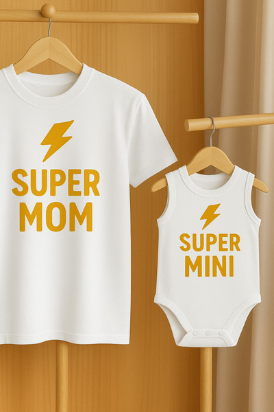 SVART WEAR Anne Bebek Çocuk Kombin Pamuklu Oversize Tshirt Tişört+Pamuklu Çıt...