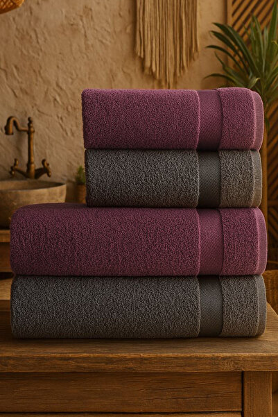 Isessia 4-Piece Funy Cotton Boxed Luxury Bath and Hair Towel Set - Turkish Bath Set |   Soft, Quick-Drying