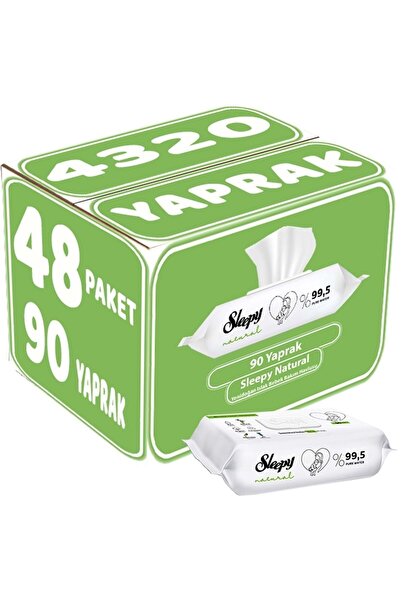 Sleepy مناديل مبللة 90 ورقة طبيعية لحديثي الولادة 48 قطعة مجموعة 4320 ورقة بغ...