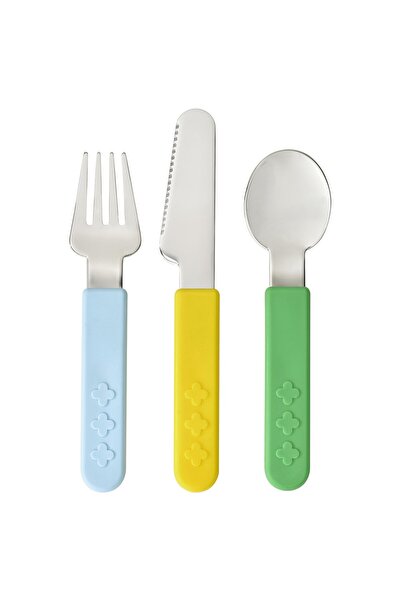 SMASKA 3-piece cutlery set, mixed colours