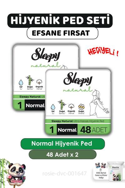 Sleepy فوط صحية طبيعية فائقة الحساسية عادية 96 قطعة وروزي