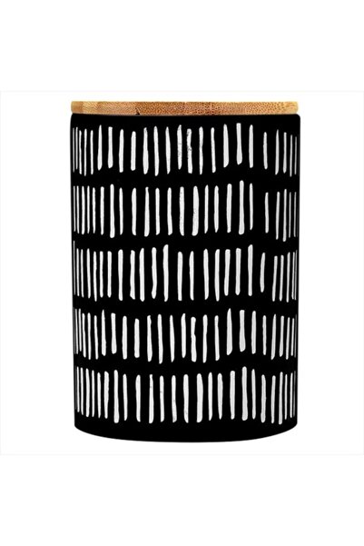 FRANDIS Ceramic Container with Bamboo Lid, Frandis, Black/White, Serigraphie Model