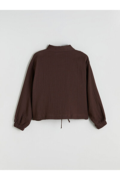 LC Waikiki Kahverengi Oversize Müslin Kadın Gömlek