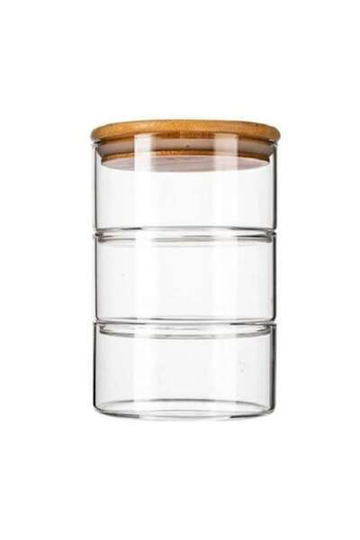 FRANDIS Set 3 stackable glass bowls with bamboo lids and silicone seal, Frandis, 11x11x17.5 cm, 3x400 ml