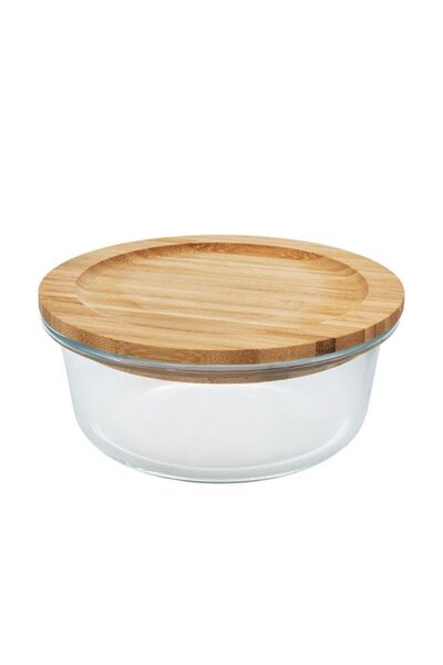 FRANDIS Glass storage jar with bamboo airtight lid and silicone gasket, Frandis, diameter 13 cm, height 6 cm