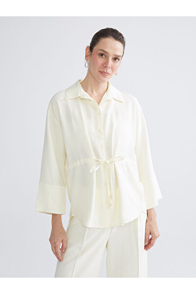 LC Waikiki Oversized Women's Shirt with Yellow Tie-Up Rope Detail
