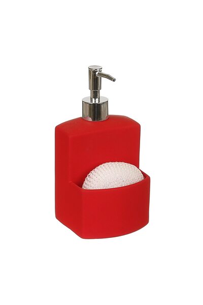 MaxDeco Liquid Detergent Dispenser with Sponge, Red