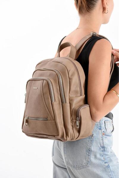 Baginn Faux Leather Women's Backpack 35*25 cm Mega Bag Suitable for Daily Use Multi-Pockets Lined Inside