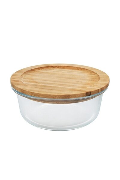 FRANDIS Glass storage jar with bamboo airtight lid and silicone gasket, Frandis, diameter 13 cm, height 6 cm