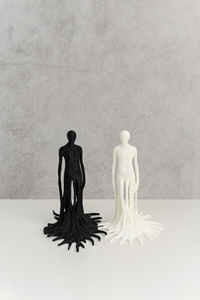 Modern Abstract Human Figure 2-Piece Decor Set-Black & White Minimalist Trinket