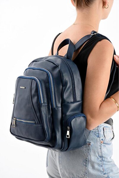 Baginn Faux Leather Women's Backpack 35*25 cm Mega Bag Suitable for Daily Use Multi-Pockets Lined Inside