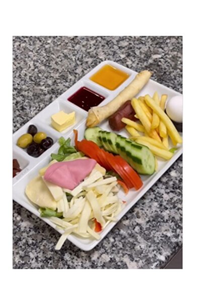 abnturk Kırılmayan Kahvaltı Sunum Tabağı 33x26cm Kahvaltılık 6 Bölme Sağlıklı...