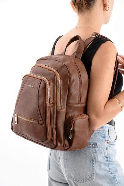 Baginn Faux Leather Women's Backpack 35*25 cm Mega Bag Suitable for Daily Use Multi-Pockets Lined Inside