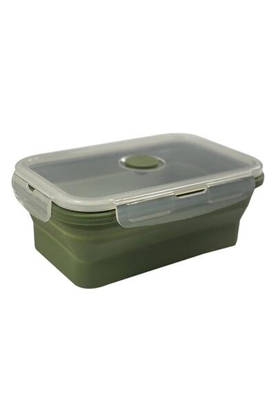 FRANDIS Collapsible silicone lunch box casserole, microwave compatible, Frandis, 0.54 liters, dark green