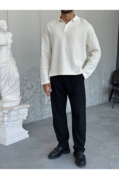 OKSHEN Men's Buttoned Knitwear Sweater
