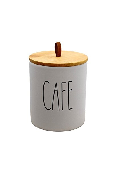 FRANDIS Ceramic Coffee Container with Bamboo Lid, Frandis, White