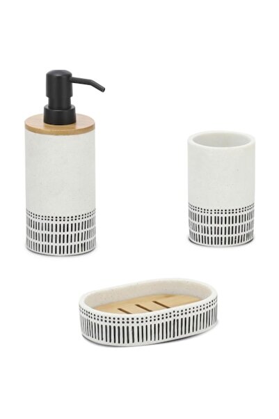 FRANDIS Liquid soap dispenser set, glass and soap dish, Frandis, polyresin/ba...