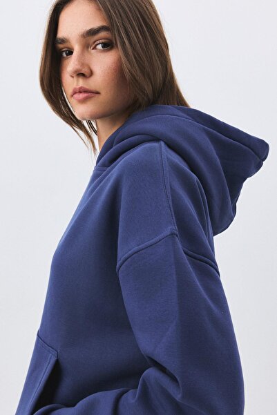 Trendiz Women's Premium Hooded Pocket Detailed Tracksuit Set Indigo 2033