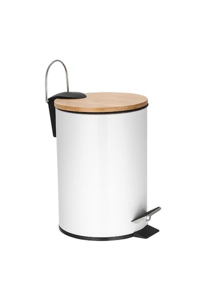 FRANDIS Metal trash can with bamboo lid, 3 liters,