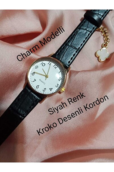 QUARTZ Vintage Retro Model Black Cord_ Women's Wristwatch Gold Case - Charmli...