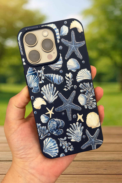 Vip Case iPhone 15 Pro Max Uyumlu Deniz Kabuğu Desenli Silikon Darbe Emici Kl...