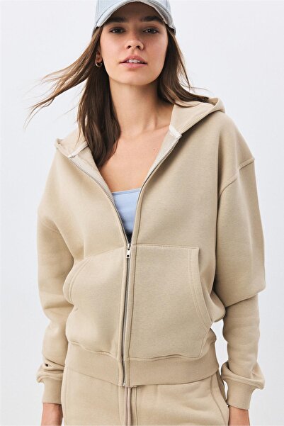 Trendiz Women's Premium Zip Zippered Tracksuit Set Stone 2032