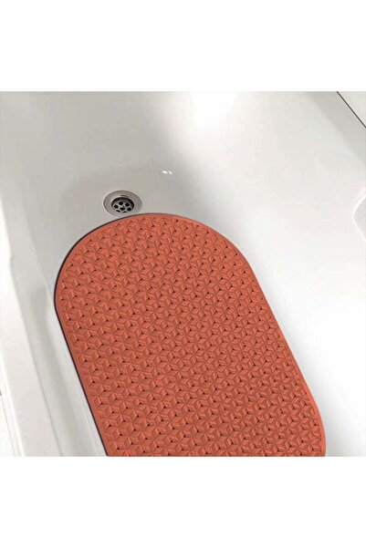 FRANDIS Non-slip Bath Mat, Frandis, 69 x 39 cm, PVC and Corn Starch Fiber, Brick Red