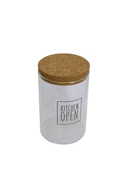 FRANDIS Glass Storage Jar with Cork Lid, Frandis, 0.85 L, Kitchen Open