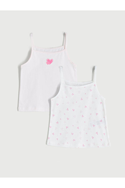 LC Waikiki Set de 2 maiouri pentru fete cu guler pătrat alb