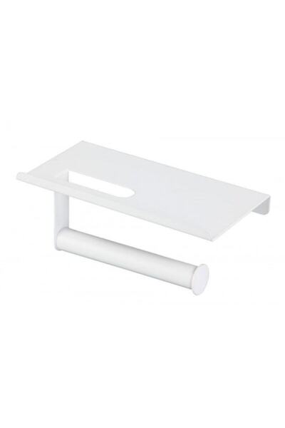 FRANDIS Suport hârtie igienică cu raft, Frandis, metal alb, 18x8x10 cm