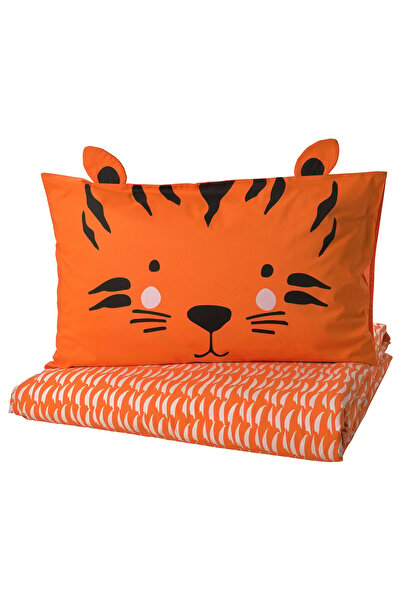IKEA NATTHÄGER Duvet cover and pillowcase, orange/tiger, 150 x 200/50 x 80 cm