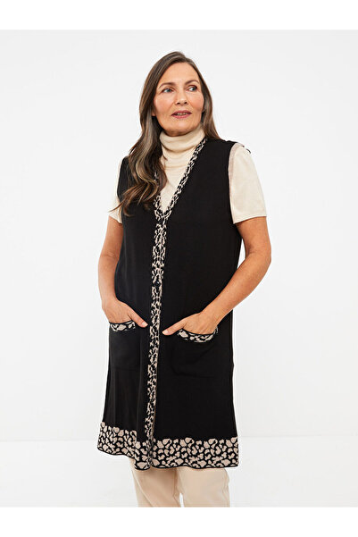 LC Waikiki Kadın V Yaka Desenli Kolsuz Triko Yelek