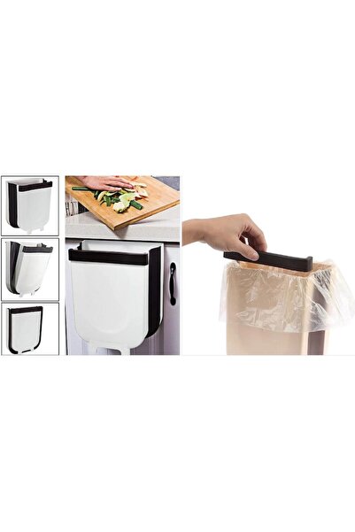 FRANDIS Foldable Trash Bin for Food Waste, 9 Liters, White/Gray