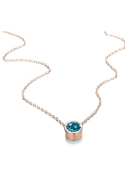 KESNUP Colier cu topaz decembrie și cristal albastru din aliaj de aur roz