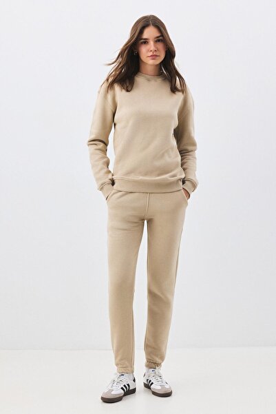 Trendiz Women's premium crew neck tracksuit set taş 2031